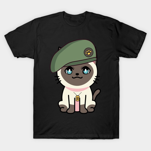 Green Beret Siamese cat T-Shirt by Pet Station